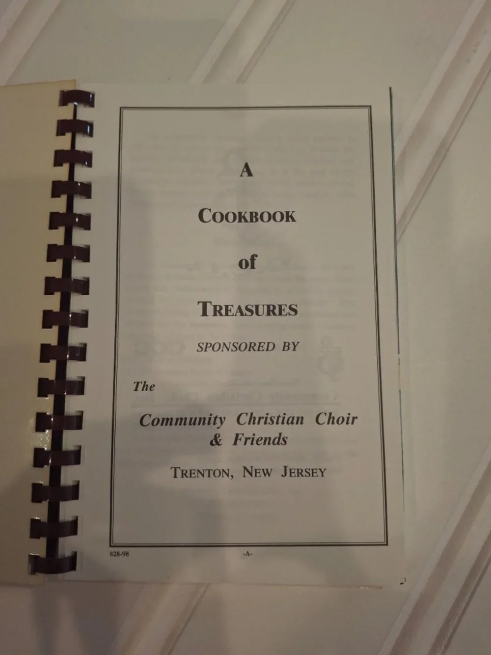A Cookbook of Treasures Community Christian Choir Trenton NJ Vintage Recipes